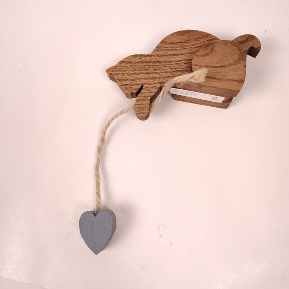 Wooden Cat Shelf Sitter With Dangling Heart Homer Woodworks USA Made - Picture 4 of 7